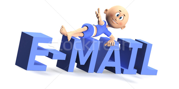 Email szöveg rajzfilmkarakter fickó 3D aranyos Stock fotó © photocreo