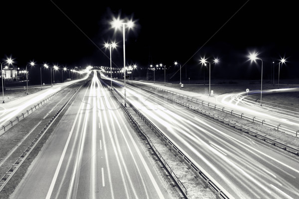Karayolu trafik gece araba ışıklar hareket Stok fotoğraf © photocreo