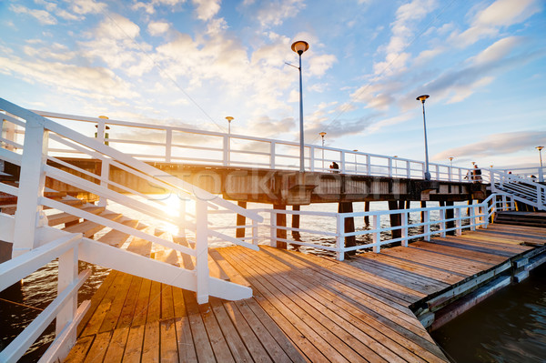 Beautiful retro pier at sunset. Gdansk Brzezno, Poland Stock photo © photocreo