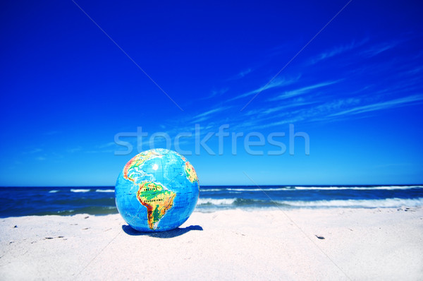 Foto stock: Terra · globo · imagem · praia · proteção · conceitos