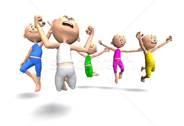 Boldog rajzfilmkarakter srácok ugrik győzelem lezser Stock fotó © photocreo
