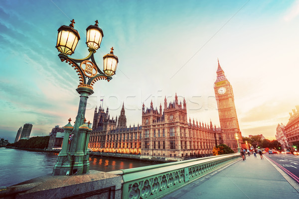 Big Ben Londra tramonto retro luce Foto d'archivio © photocreo