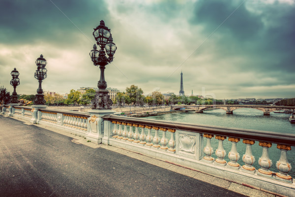 Pont Paris France rivière Tour Eiffel vintage Photo stock © photocreo
