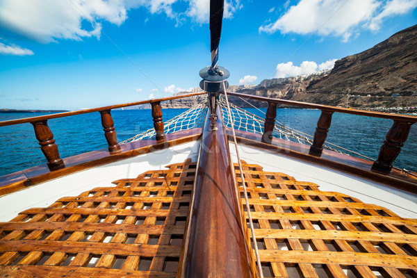 On board view from a traditional ship cruising on Aegean sea next to Santorini island.  Stock photo © photocreo