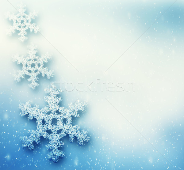 Winter christmas groot sneeuwvlokken sneeuwstorm vorst Stockfoto © photocreo