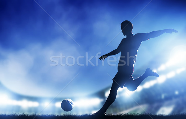 Voetbal voetbal wedstrijd speler schieten doel Stockfoto © photocreo