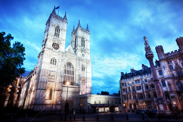 Westminster Abbey church facade at night, London UK. Stock photo © photocreo