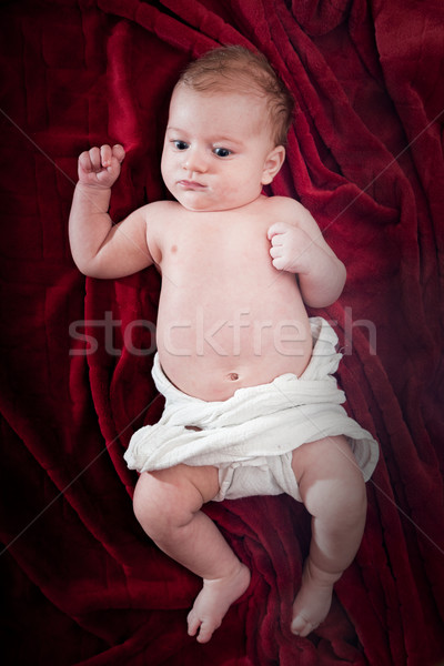 Bonitinho meses bebê vermelho cobertor Foto stock © photocreo