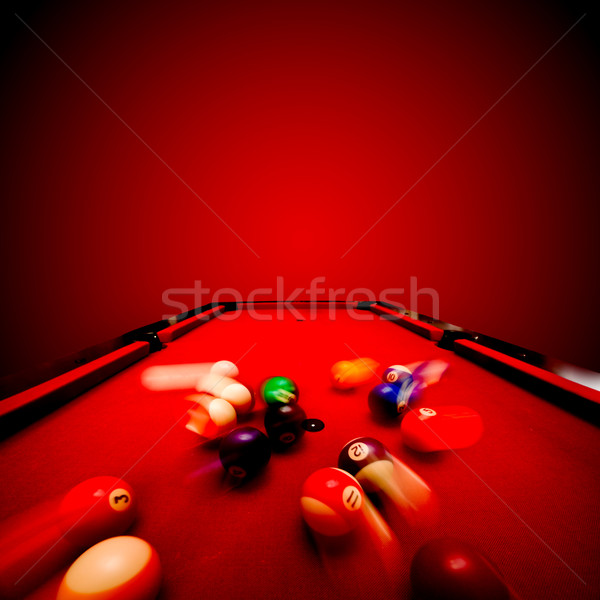 Billards pool game. Breaking the color ball from triangle Stock photo © photocreo