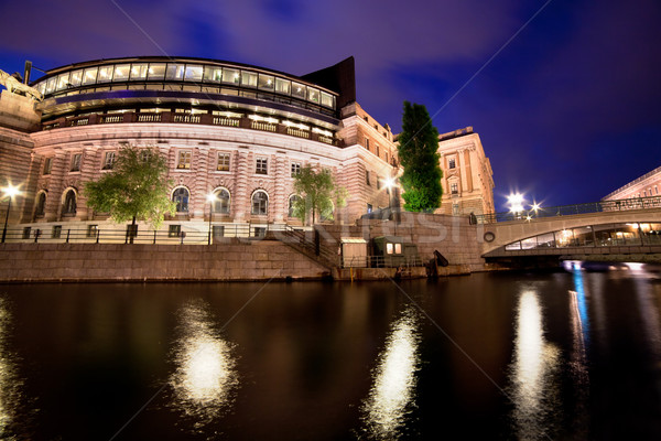 Parlament budynku Sztokholm Szwecja noc wody Zdjęcia stock © photocreo