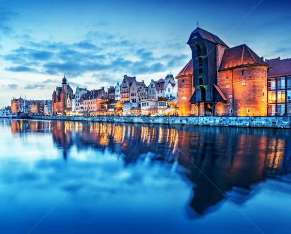 Gdansk, Poland old town, Motlawa river and famous crane, Polish Zuraw Stock photo © photocreo