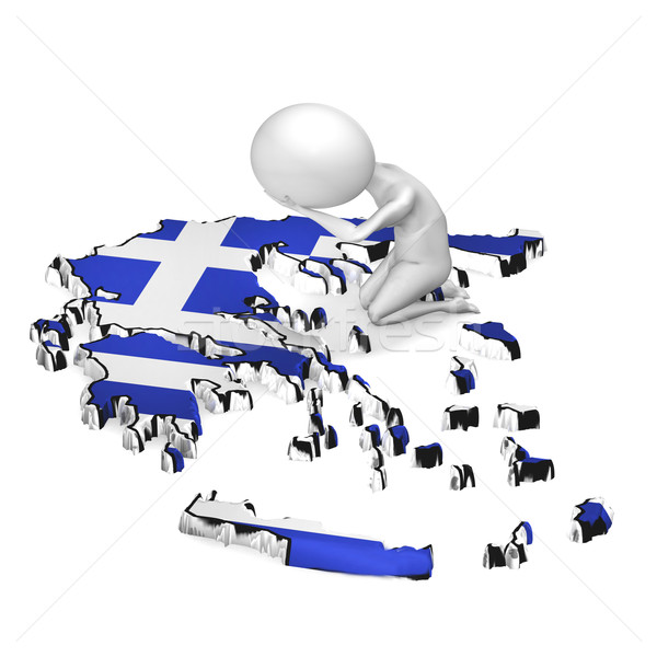 Greece crisis. 3d guy sitting on the map Stock photo © photocreo