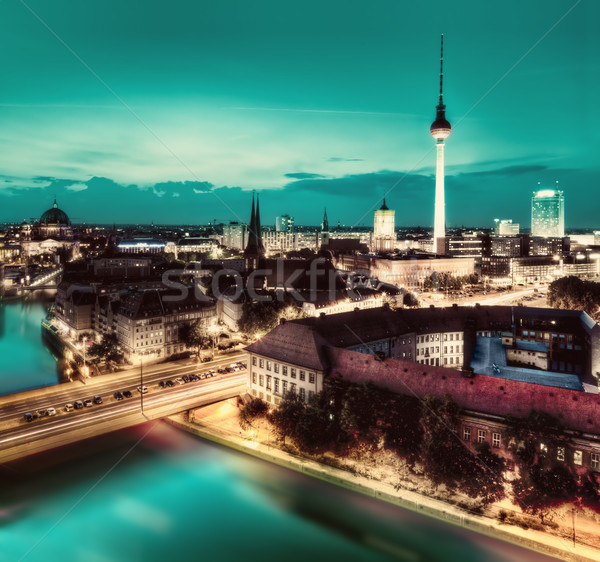 Berlin, Germany major landmarks at night Stock photo © photocreo