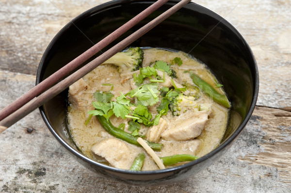 Thai green curry with chopsticks Stock photo © photohome