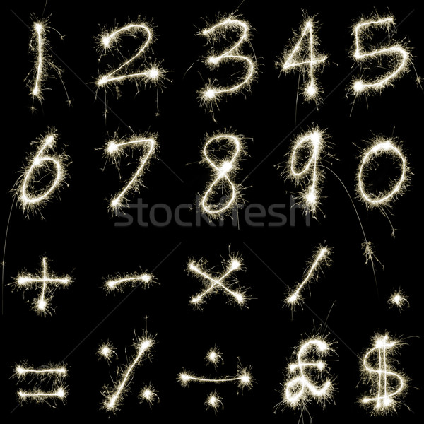 Zahlen Zeichen Symbole Wunderkerze schwarz Stock foto © photohome