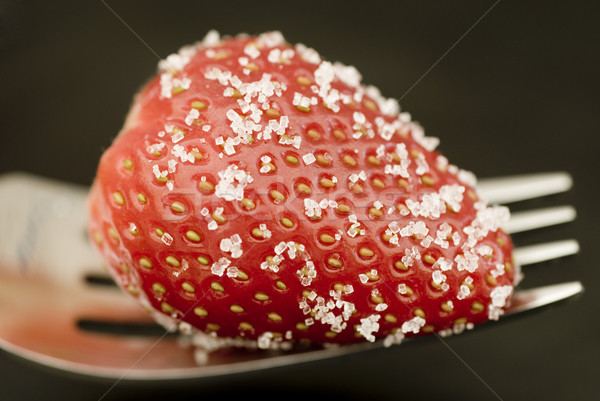 Morango garfo maduro vermelho raio pronto Foto stock © photohome