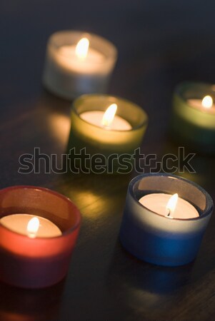 Foto stock: Conjunto · chá · luz · velas · estreito · foco