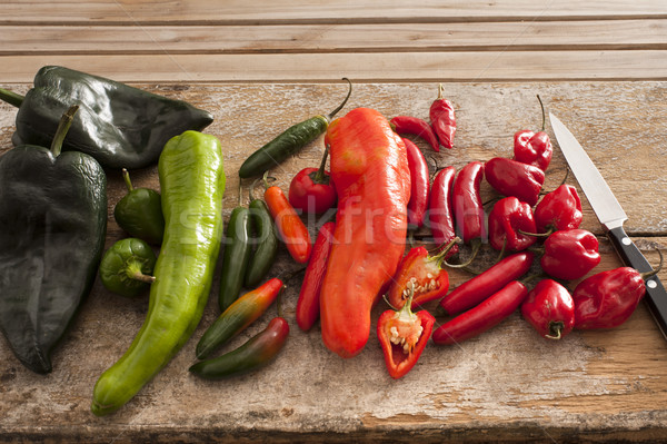 Variety of different chili peppers in a kitchen Stock photo © photohome
