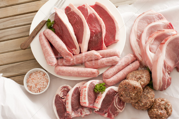 Assorted raw meat cuts with salt Stock photo © photohome