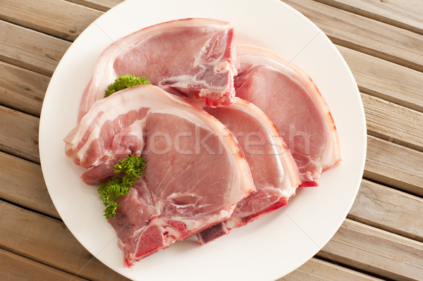 Stock foto: Vier · Schweinefleisch · Platte · Fettsäuren · bereit