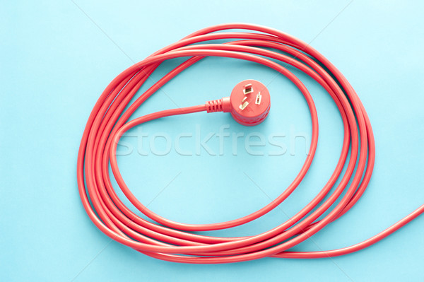 Rood elektrische kabel plug drie geïntegreerd Stockfoto © photohome