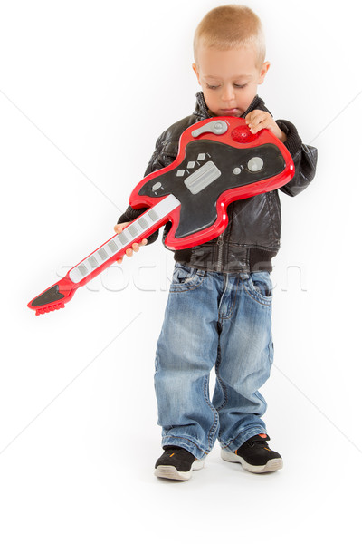 Peu rocker garçon guitare [[stock_photo]] © Photoline