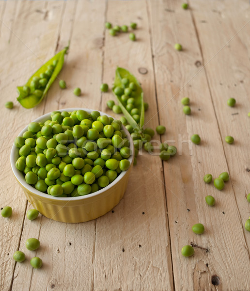 Stock photo: Ecological fresh green peas pods.