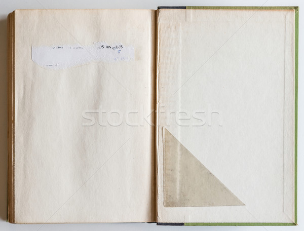 Stock foto: Buch · geöffnet · letzte · Seite