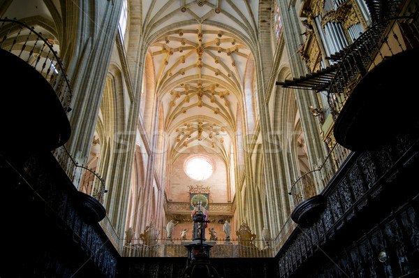 Chór organ Święty mikołaj Hiszpania drewna kościoła Zdjęcia stock © Photooiasson