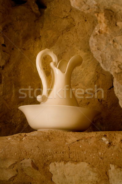 Stock photo: Classic wash basin and jug