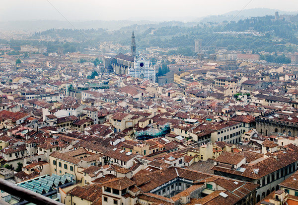 Florence panoramic view and The Basilica di Santa Croce in the distance. Florence, Italy Stock photo © Photooiasson