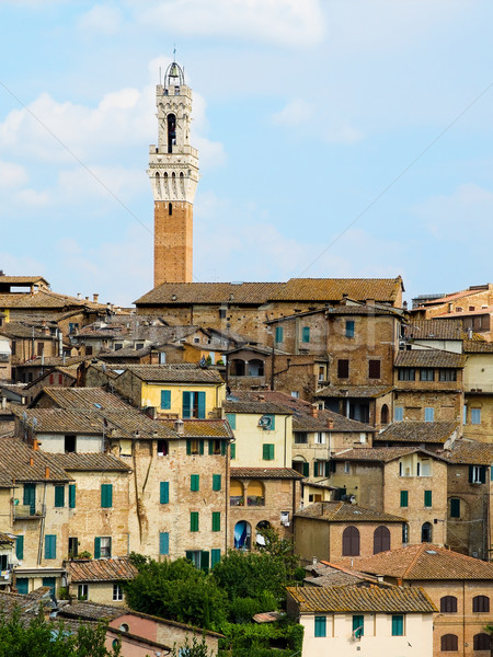 Antique houses and Mangia tower. Siena, Italy Stock photo © Photooiasson