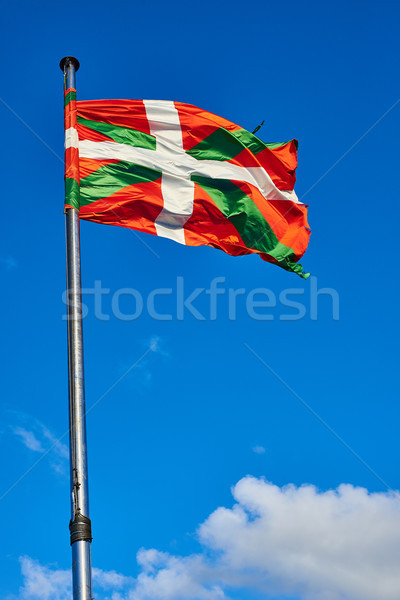 Ikurrina, Basque Country flag waving on a blue sky. Stock photo © Photooiasson