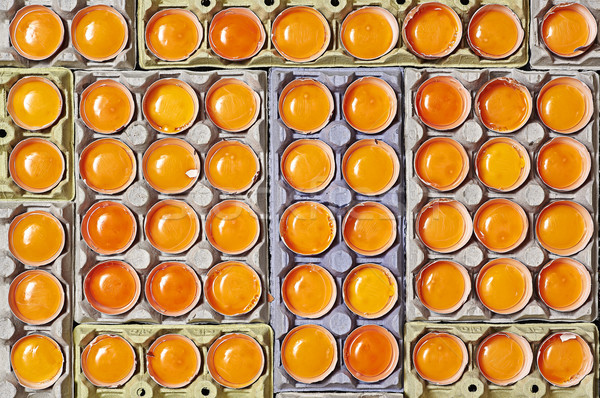 Egg yolks with a deferents colors over a egg cartons.  Stock photo © Photooiasson