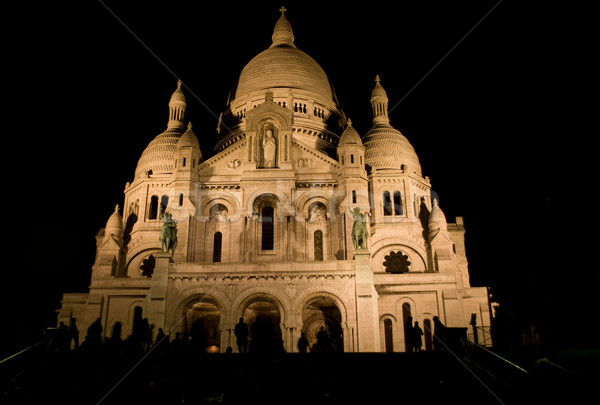Bazilica Paris montmartre noapte vedere biserică Imagine de stoc © Photooiasson