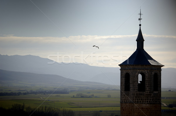 Silhouette campana torre Spagna costruzione panorama Foto d'archivio © Photooiasson