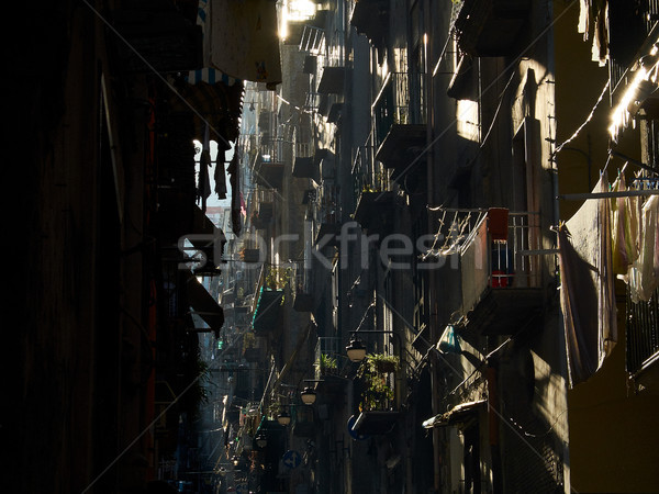 Straße Nachbarschaft Neapel Italien August Hintergrundbeleuchtung Stock foto © Photooiasson