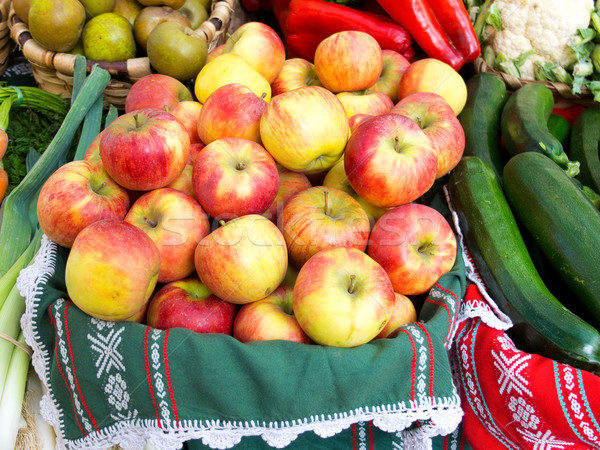 Stock foto: ökologische · Äpfel · Markt · Essen · Natur · Herbst