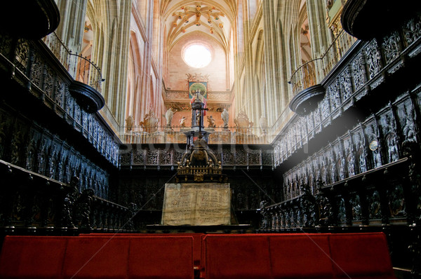 Coro órgão Espanha madeira igreja Foto stock © Photooiasson