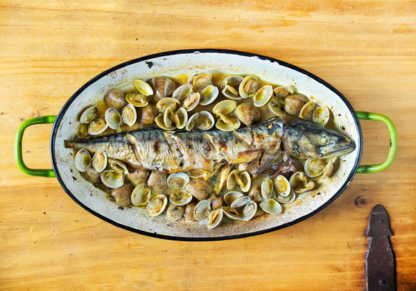 Makrele gebacken Fisch Sauce Essen Europa Stock foto © Photooiasson