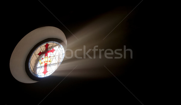Imagine de stoc: Oval · vitraliu · fereastră · Santiago · trece · biserică