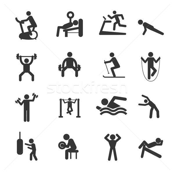 Man People Athletic Gym Gymnasium Body Building Exercise Healthy Training Workout Sign Symbol Pictog Stock photo © Photoroyalty