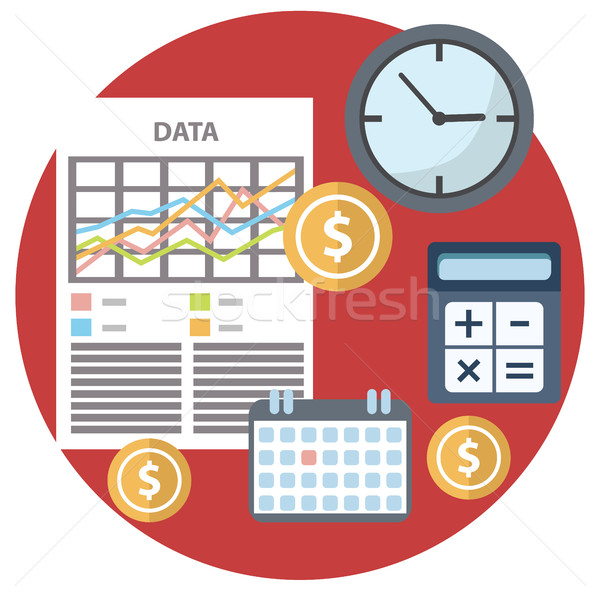 Flat time is money concept background. Abstract flat vector illustration of accounting concept. Elem Stock photo © Photoroyalty