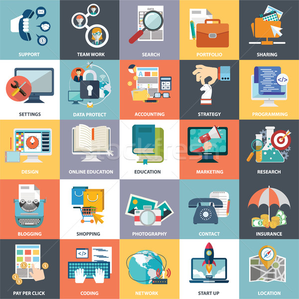 Abstract vector collection of colorful flat business and finance icons. Design elements for mobile a Stock photo © Photoroyalty