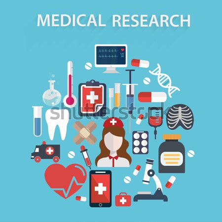 Flat health care and medical research background. Healthcare system concept. Medicine and chemical e Stock photo © Photoroyalty