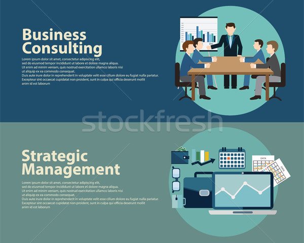 Flat style business success strategy management concept and  Consulting. Web banners templates set Stock photo © Photoroyalty