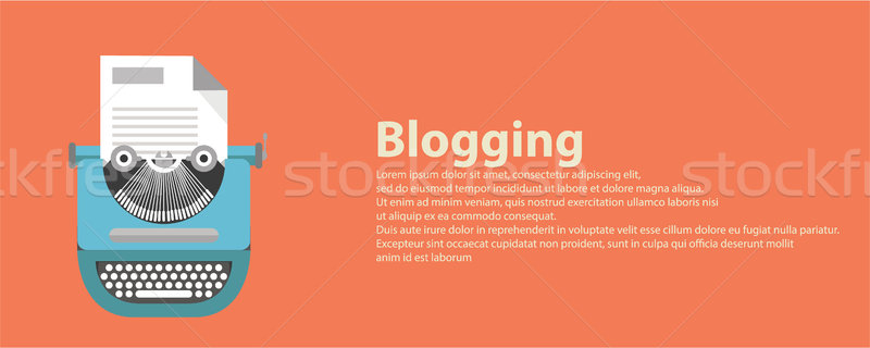 Blogging internetowych banner vintage wpisując maszyny Zdjęcia stock © Photoroyalty