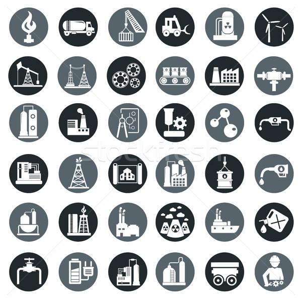 Stock photo: Vector industry factory icons set