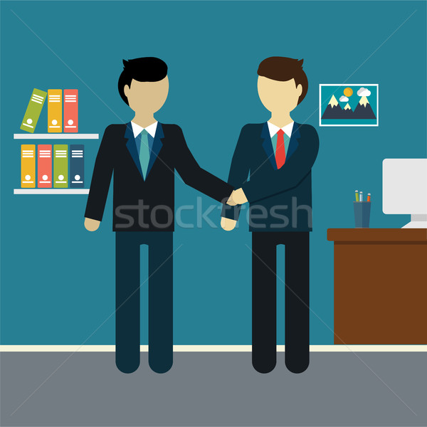 Zdjęcia stock: Nowoczesne · projektu · biznesmen · drżenie · rąk · handshake · garnitur