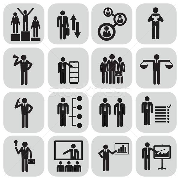 Stock photo: Human resources and management icons set.